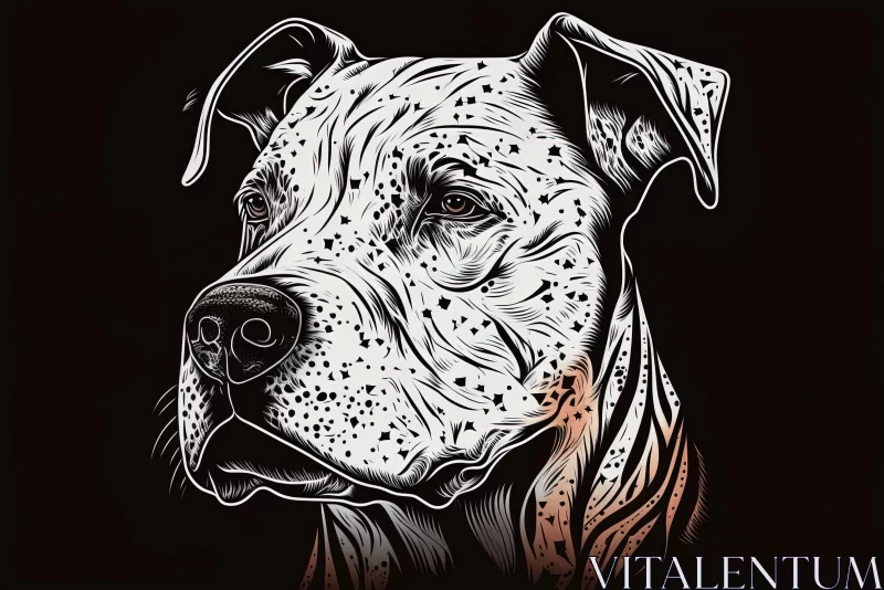 Detailed Graphic Illustration of a Dalmatian Dog on Black | Artistic Depiction AI Image