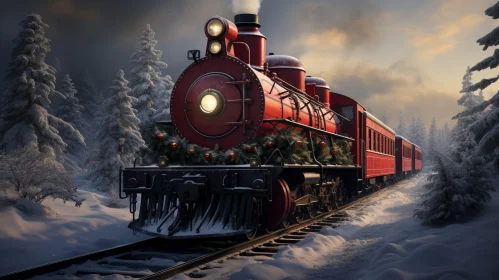 Enchanting Christmas Train Journey Through Snowy Forest