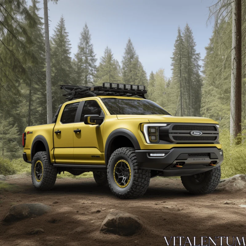 Vibrant Adventure: White-Top 2020 Ford F150 with Yellow Trim AI Image