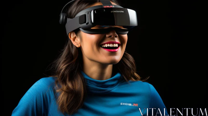 Virtual Reality Experience - Young Woman Smiling AI Image