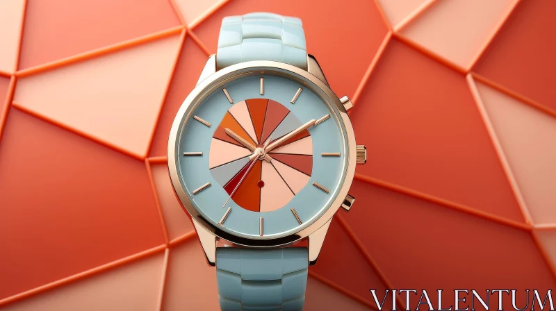 Blue and Orange Gradient Wristwatch in 3D AI Image