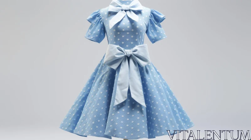 Blue Dress with White Polka Dots - Fashion Elegance AI Image