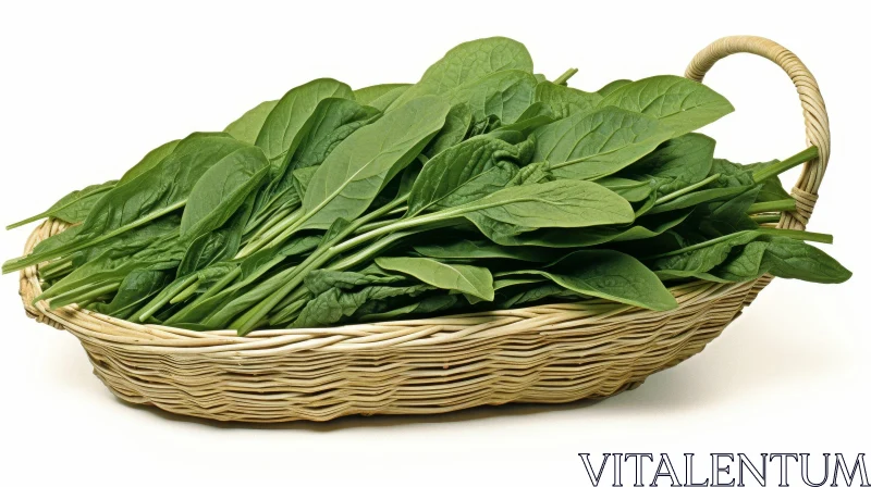 AI ART Fresh Spinach Leaves Basket - Healthy Food Photography