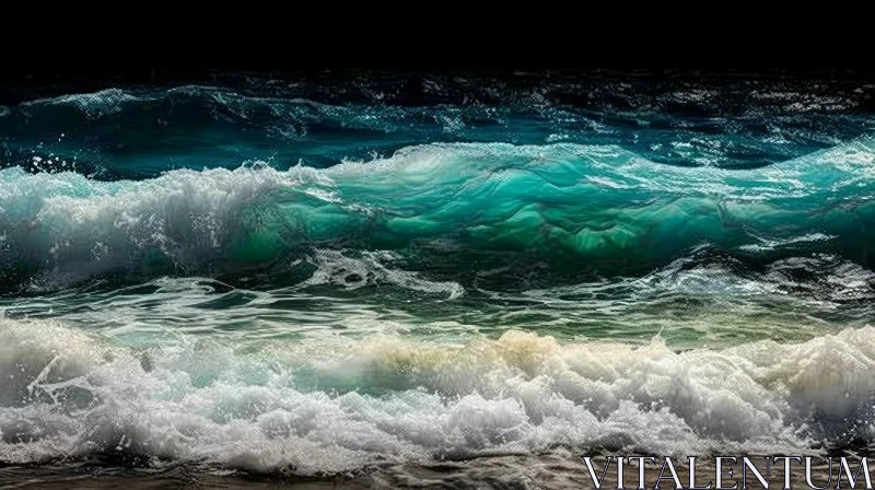 AI ART Majestic Ocean Wave | Green-Blue Gradient