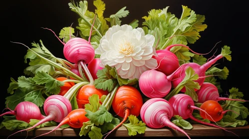 Radishes and Carrots Still Life Composition