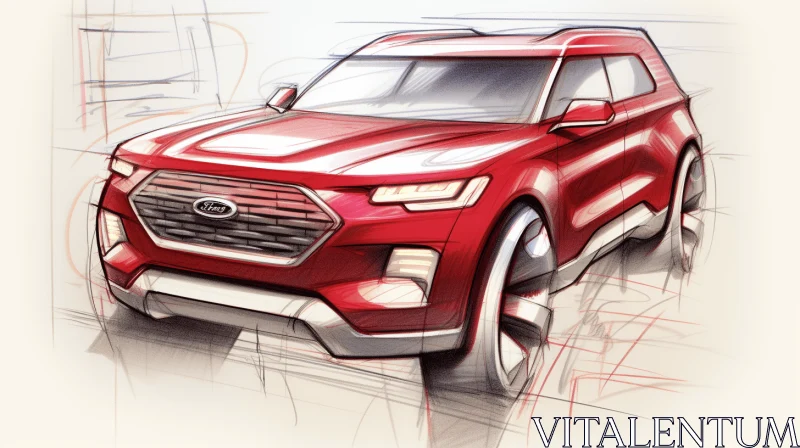 Vibrant Ford SUV Concept Sketch | Energetic Brushwork AI Image