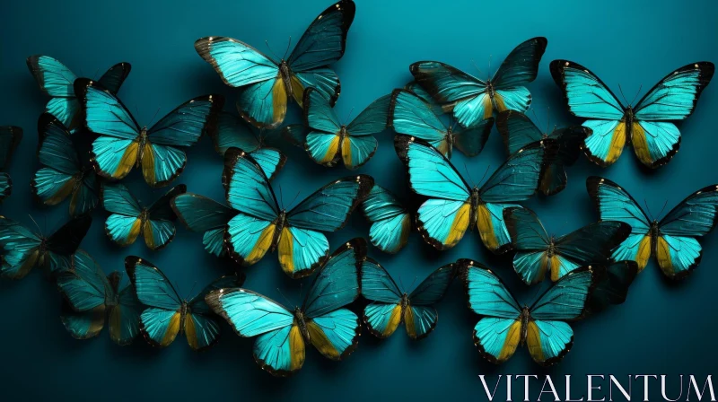 AI ART Blue and Green Butterfly Cluster - Nature's Beauty