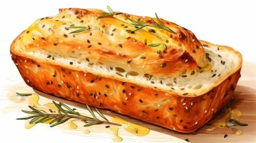 Delicious Bread with Sesame Seeds and Rosemary