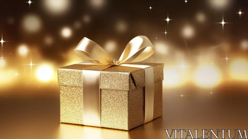 Golden Gift Box 3D Rendering for Website Background AI Image