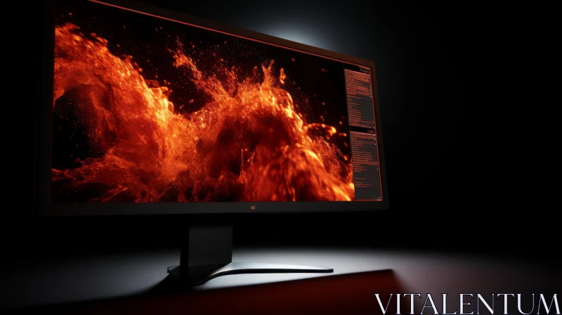 AI ART Immersive 34-inch Computer Monitor with Volcanic Eruption Display