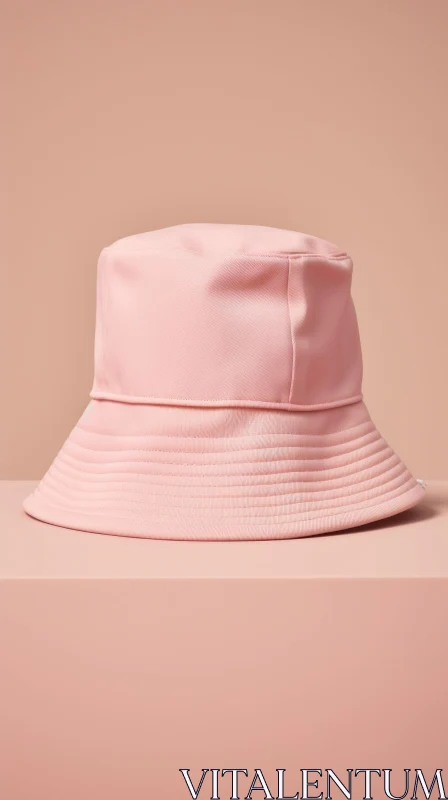 Pink Bucket Hat 3D Rendering on Pink Background AI Image