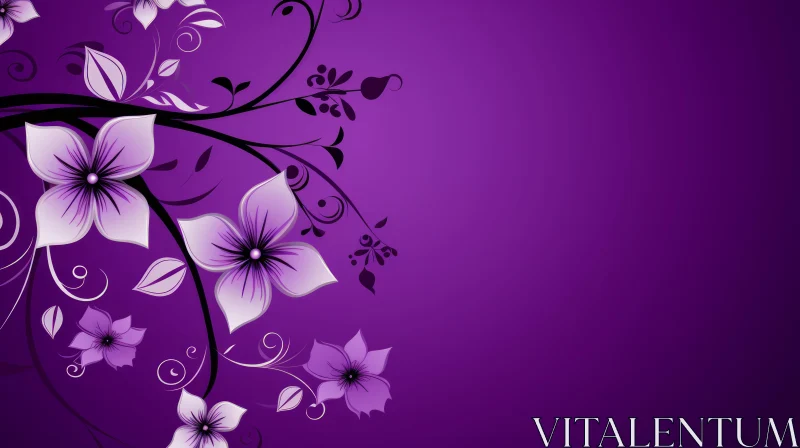 Purple Floral Branch Background AI Image