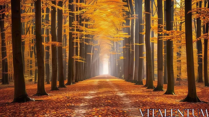 Serene Autumn Forest Scene AI Image
