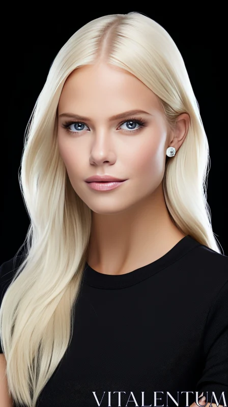 Serious Blonde Woman Portrait with Diamond Earrings AI Image