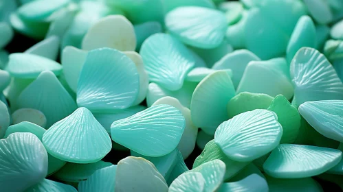 Shiny Blue-Green Seashell Textured Objects Close-Up