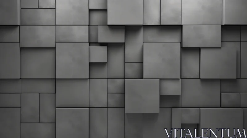 Abstract Concrete Wall with Square Tiles AI Image