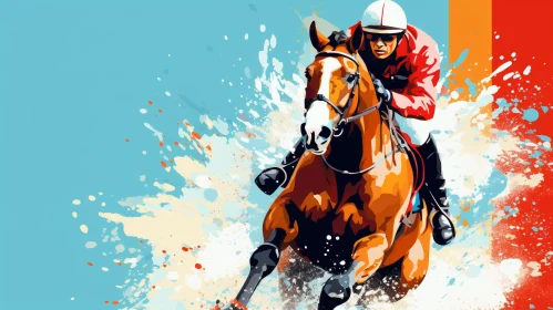 Exciting Horse Racing Digital Painting