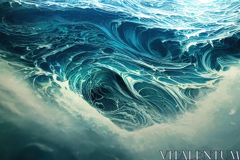 Intriguing Ocean Waves Artwork with Swirling Colors AI Image