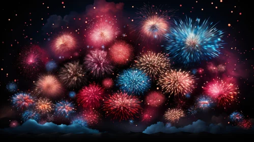 Colorful Fireworks Display in the Night Sky