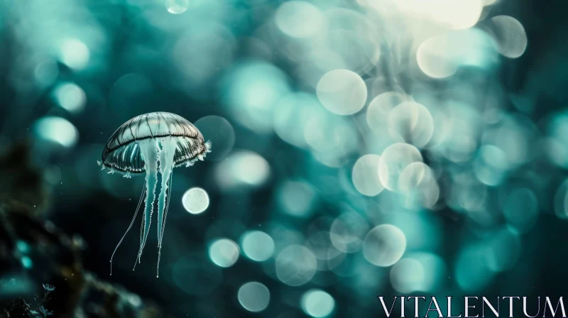 Ethereal Jellyfish Underwater Photo AI Image