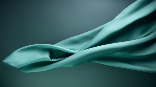 Ethereal Turquoise Silk Fabric on Dark Green Background