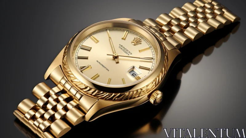 Luxury Yellow Gold Rolex Wristwatch Photo AI Image