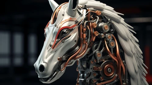 Robotic Horse Head 3D Rendering