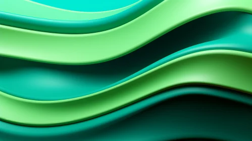 Green and Blue Waves - Abstract 3D Rendering