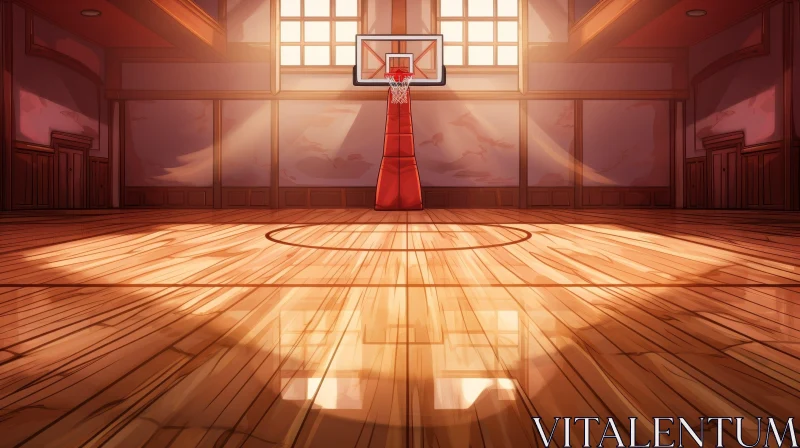 AI ART Basketball Court Artwork - Athletic Indoor Scene