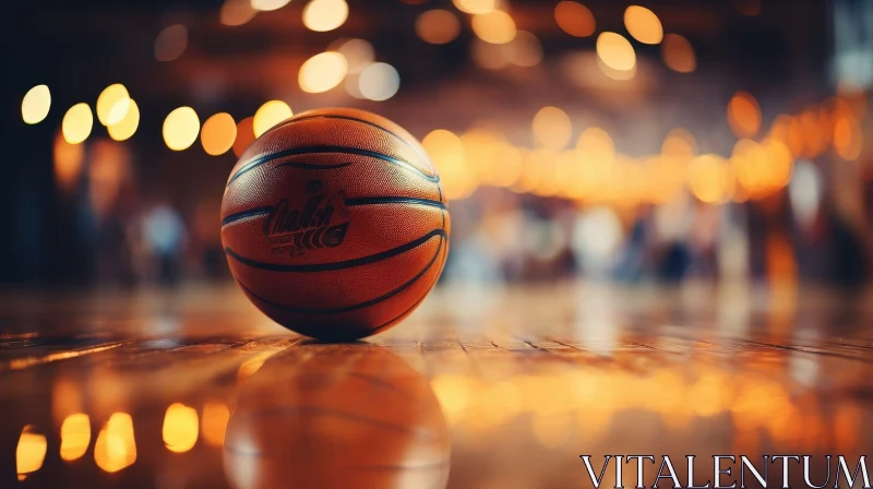 Basketball on Wooden Floor - Close-up Shot AI Image