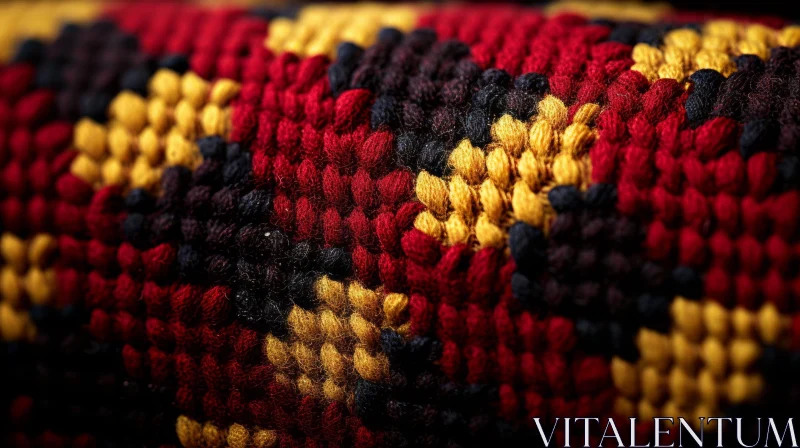 Colorful Hand-Woven Geometric Carpet Close-Up AI Image