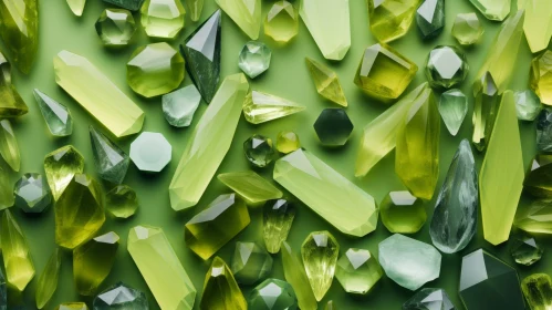 Green Gemstones Close-Up on Green Background