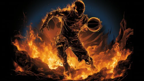 Intense Basketball Player Digital Painting