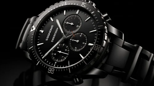 Luxury Black Wristwatch 3D Rendering