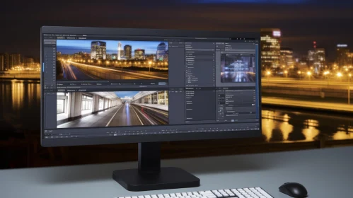 Video Editing Software Interface on Computer Monitor
