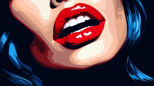 Woman's Glossy Red Lips Close-Up