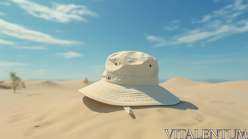 AI ART Beige Fisherman's Hat in Desert - Serene Nature Scene