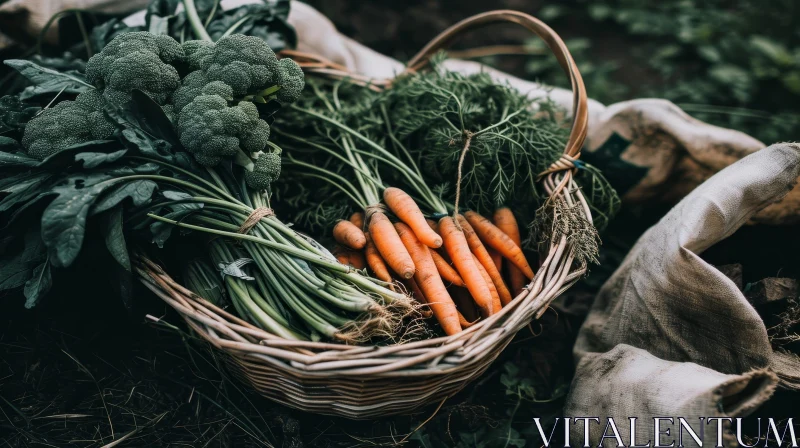 Fresh Organic Vegetables in Wicker Basket AI Image