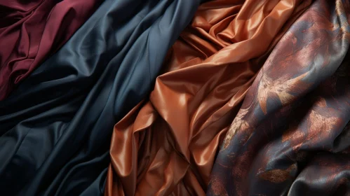 Luxurious Fabric Textures in Dark Blue, Brown, and Burgundy