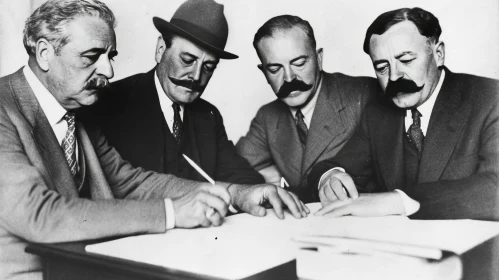 Men in Suits Signing Document - Intriguing Scene