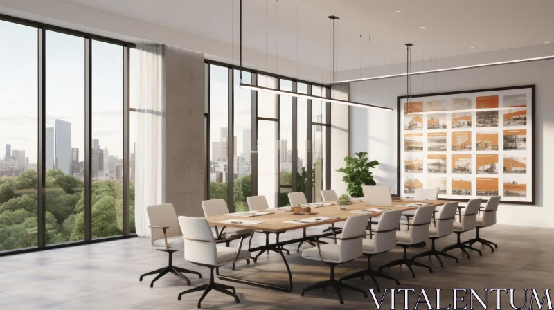 Modern Office Conference Room with City View AI Image