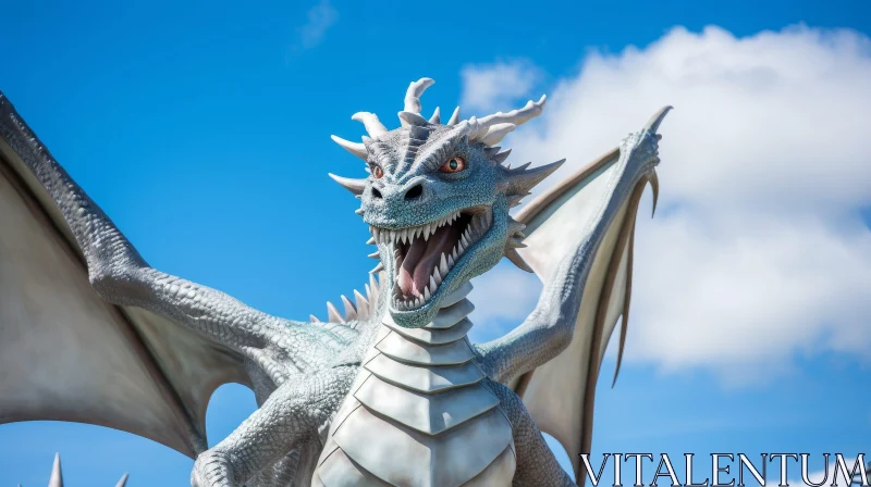 Realistic Dragon Sculpture: Mythical Creature Artwork AI Image