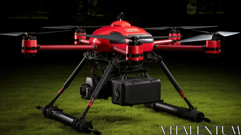 Red and Black Drone with Camera | Aerodynamic Hexacopter AI Image