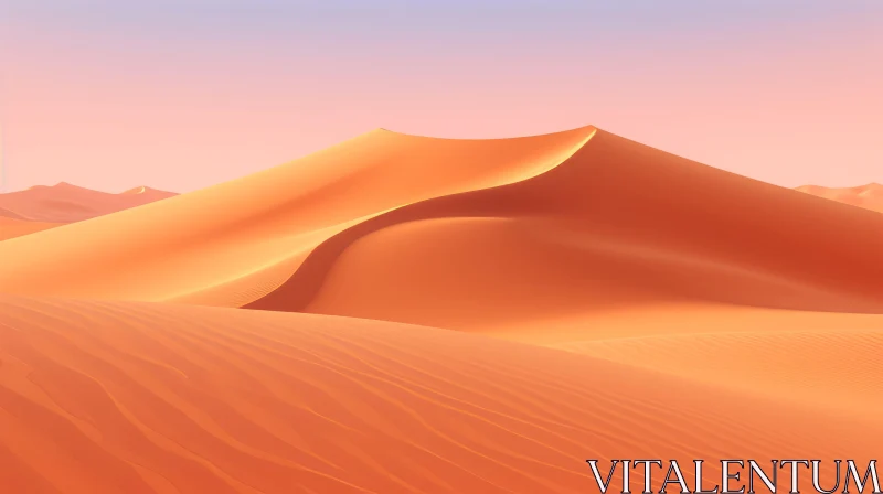Tranquil Desert Landscape with Golden Sand Dunes AI Image