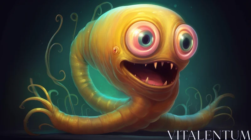 Yellow Cartoon Monster Digital Painting AI Image
