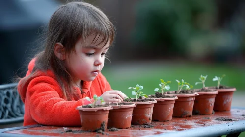 Young Girl Planting Seedlings - Tender Moment Captured