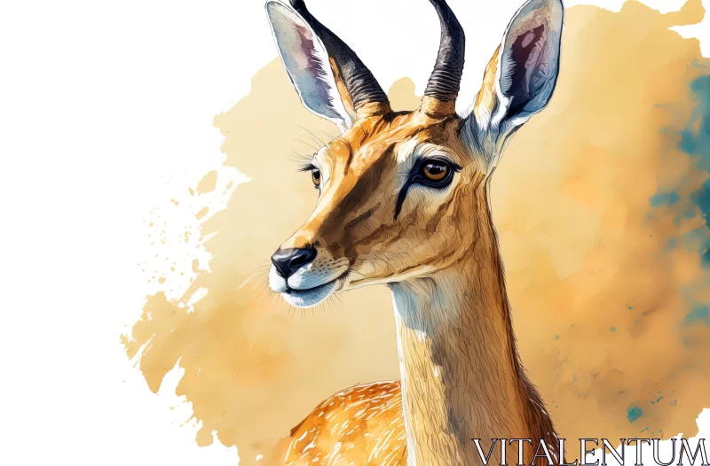 Antelope Painting - Digital Artwork with Clean Inking AI Image