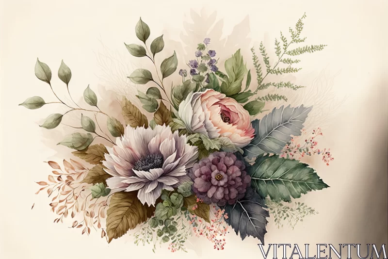 Bouquet of Flowers: A Captivating Illustration in Realistic Style AI Image