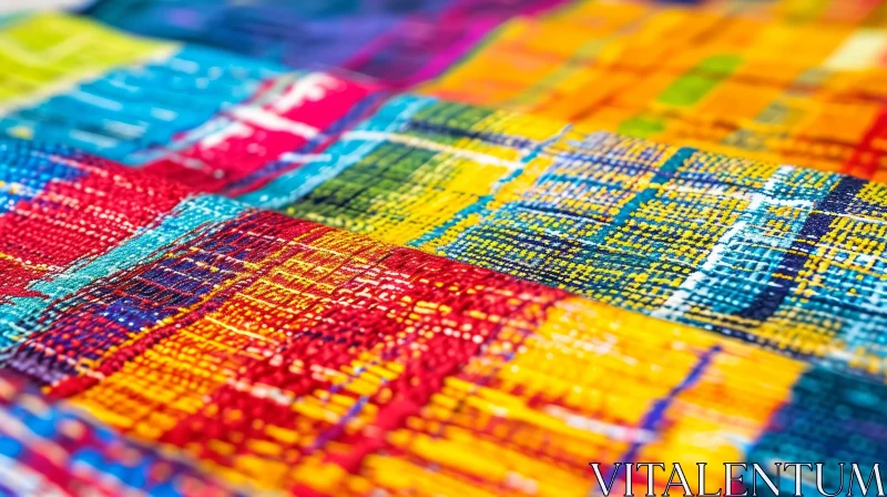 AI ART Colorful Woven Fabric Close-Up | Geometric Pattern | Textures