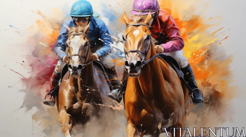 AI ART Exciting Horse Racing Competition with Jockeys